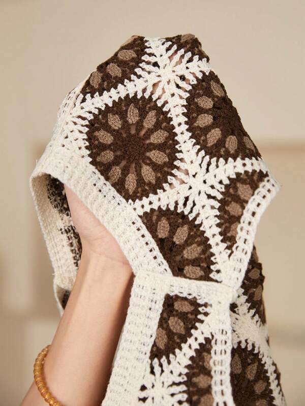 Women New Spring and Autumn Crocheted Hollow Tassel Short Vest Top Crochet hook Bella Mia